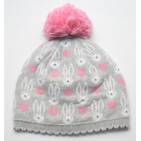 嬰兒針織冷帽 - 小兔 (灰色)